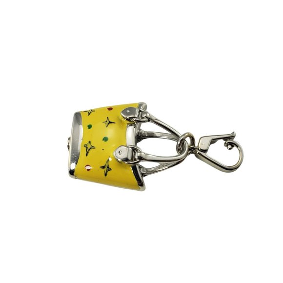Vintage 18 Karat White Gold and Enamel Handbag Charm #11564 - Picture 3 of 7